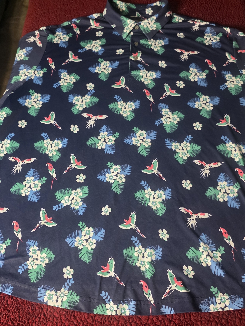 Roundtree & Yorke Navy Floral Performance Polo